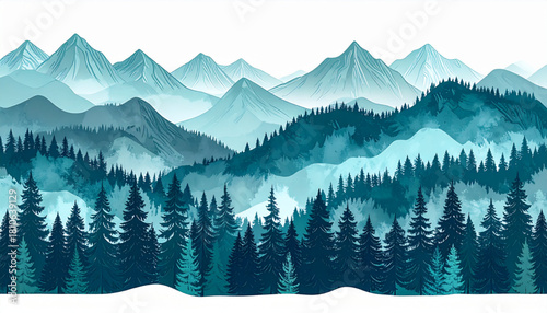 Loose Dry Brush Mountain Landscapes for Outdoor Brochure