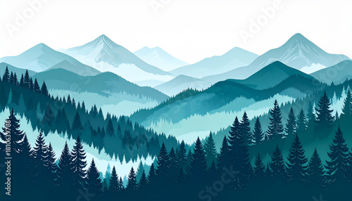 Loose Dry Brush Mountain Landscapes for Outdoor Brochure