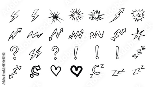 Hand drawn doodle elements isolated on for decoration use