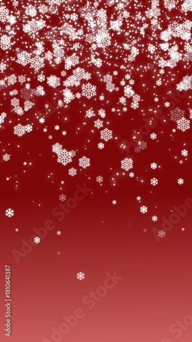 雪降る背景_縦_Christmas color　雪の結晶