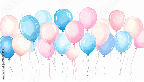 Playful Watercolor Balloon Doodles for Party Greeting Card