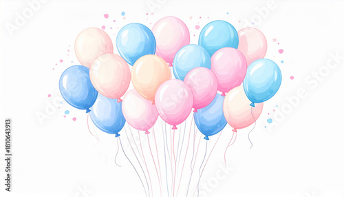Playful Watercolor Balloon Doodles for Party Greeting Card