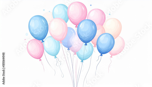 Playful Watercolor Balloon Doodles for Party Greeting Card