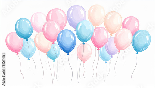 Playful Watercolor Balloon Doodles for Party Greeting Card