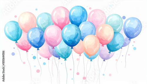 Playful Watercolor Balloon Doodles for Party Greeting Card