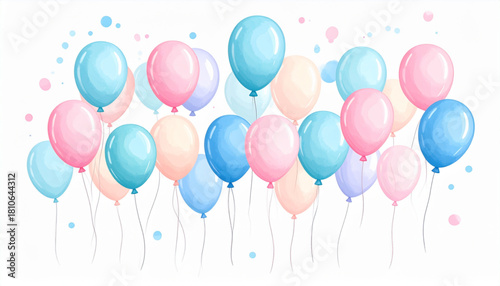 Playful Watercolor Balloon Doodles for Party Greeting Card