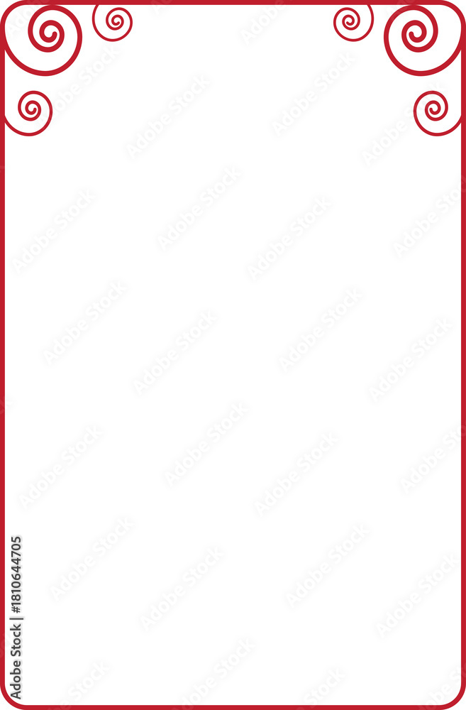 Obraz premium Elegant red filigree frame with spiral corner ornaments. 24