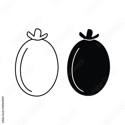 Outline and filled tomato or fruit icon set, isolated on