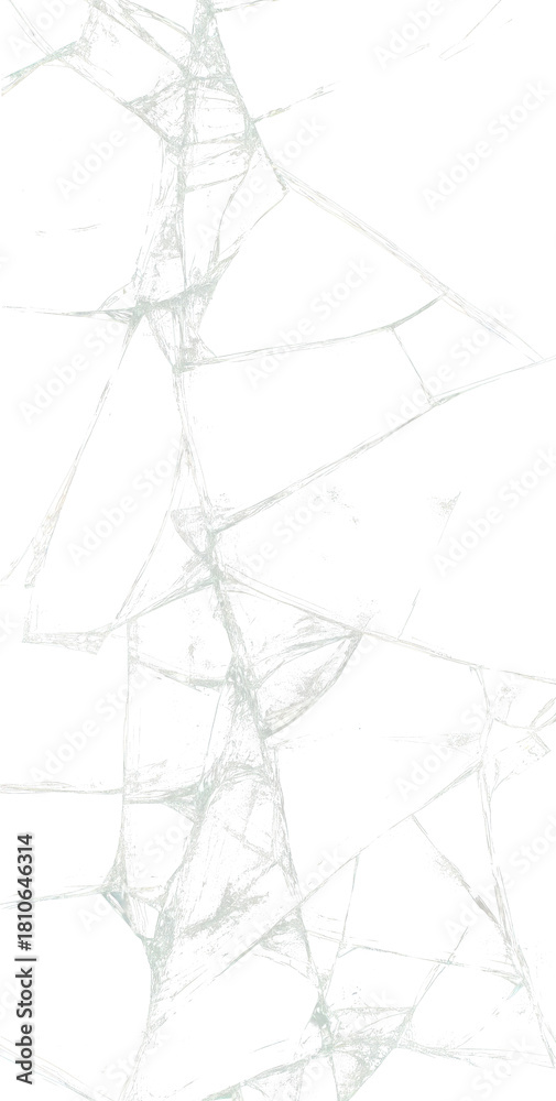 Fototapeta premium Transparent glass crack simulation, shattered realistic glass, broken glass on transparent