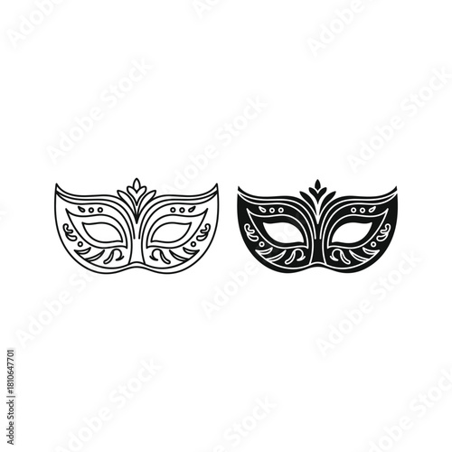 Carnival masquerade masks, traditional venetian party costume accessory, isolated on