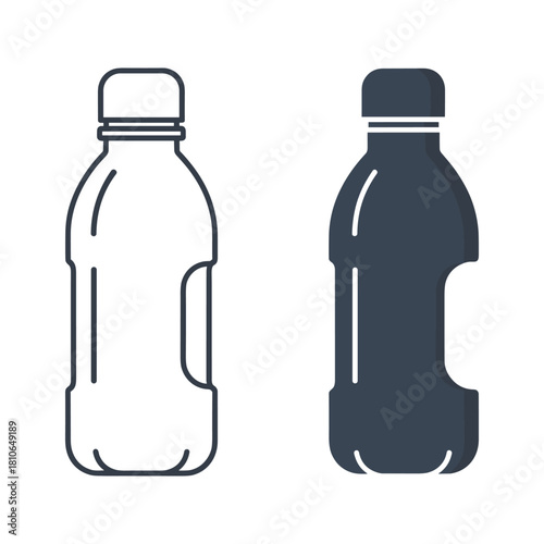Plastic water bottle icon set for hydration and healthy lifestyle