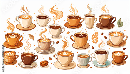 Loose Ink Coffee Cup Doodles for Cozy Café Branding