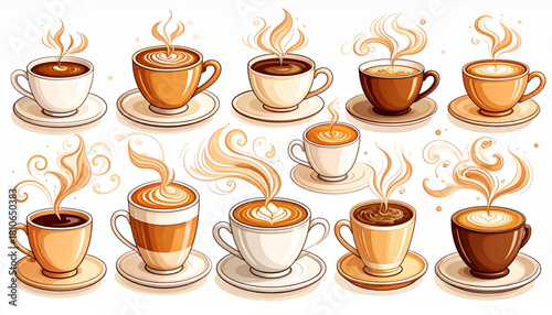 Loose Ink Coffee Cup Doodles for Cozy Café Branding