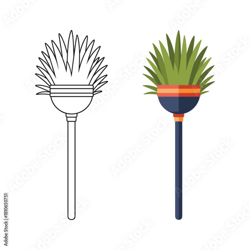Feather duster icons for cleaning, housework, and domestic chores