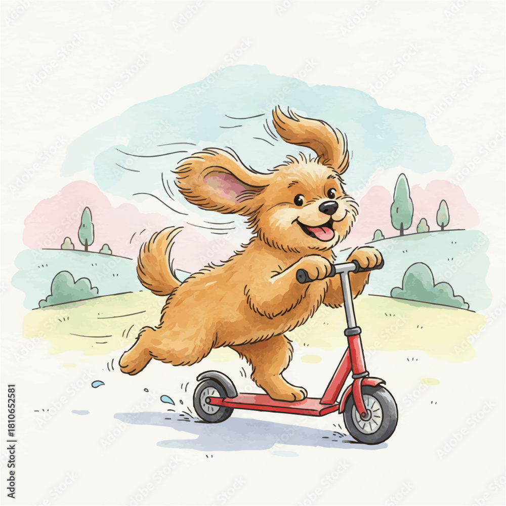 Obraz premium Whimsical Watercolor Funny Dogs Collection