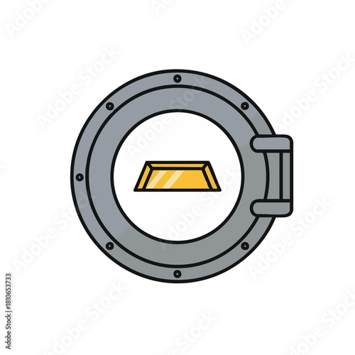 A secure vault door reveals a golden bar, symbolizing wealth, financial security, and the protection of valuable assets in a safe environment.