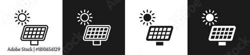 Solar Panel Graphic Icon Line And Glyph In White And Black Background