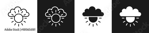 Sun Graphic Icon Line And Glyph In White And Black Background