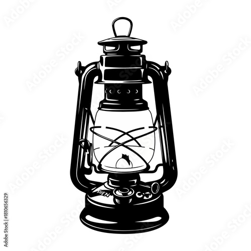 An antique kerosene lantern, showcasing its intricate design and vintage charm, a symbol of light and nostalgia isolated on