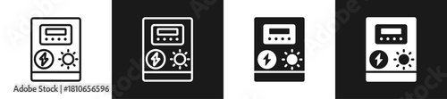 Solar Inverter Graphic Icon Line And Glyph In White And Black Background