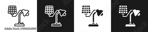 Solar Powered Lamp Graphic Icon Line And Glyph In White And Black Background