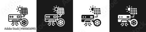 Solar Powered Air Conditioner Graphic Icon Line And Glyph In White And Black Background