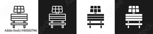 Solar Powered Bench Graphic Icon Line And Glyph In White And Black Background
