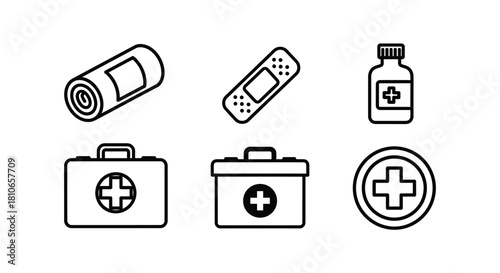 First Aid Kit Essentials - Bandage, Plaster, Medicine, and Medical Boxes.