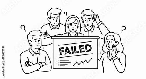 Team Reacting to Failure Presentation with Confused Expressions.