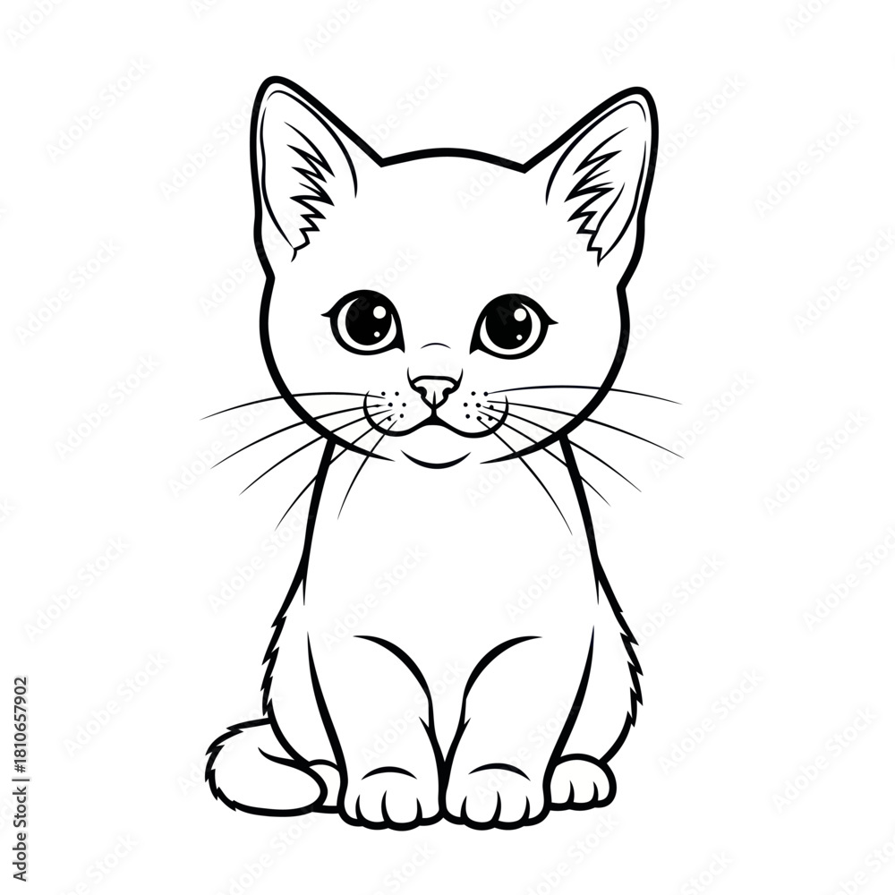 Obraz premium Cute Kitten Sitting and Looking Forward.