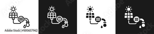 Solar Desalination Graphic Icon Line And Glyph In White And Black Background