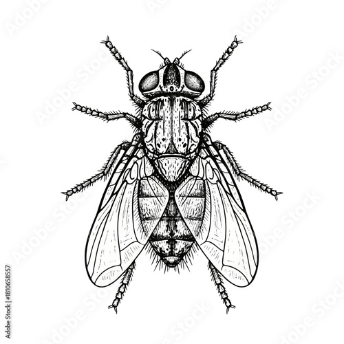 Detailed fly isolated on is a captivating illustration, showcasing intricate details and delicate patterns of the insect