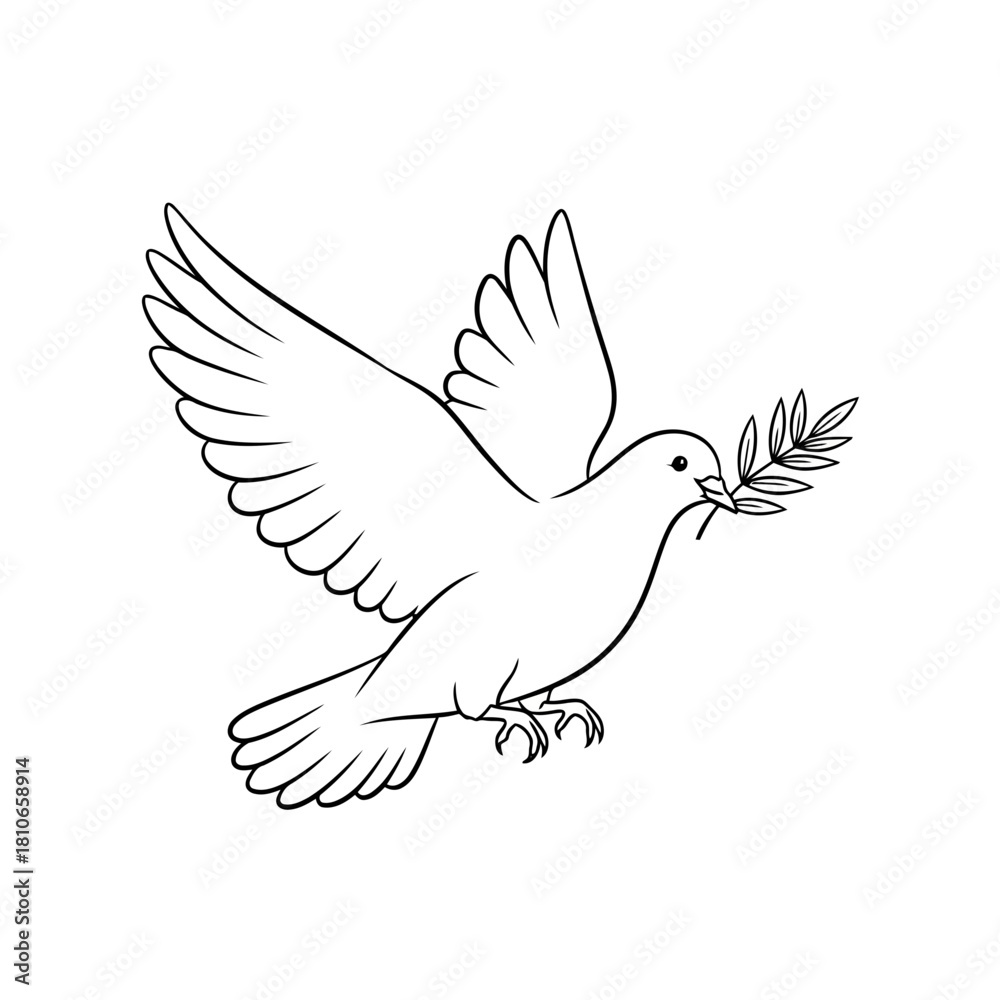 Fototapeta premium Dove of peace with olive branch isolated on, a symbol of hope and serenity, embodying peace and harmony in a minimalist design