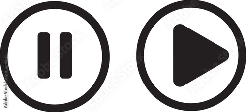 Pause and Play Icon Vector. Minimalist Media Control Button Illustration.