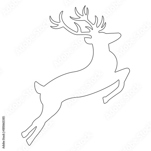 Christmas Reindeer Silhouette Line Art