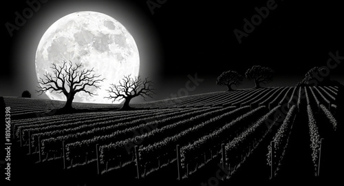 Vineyard at night