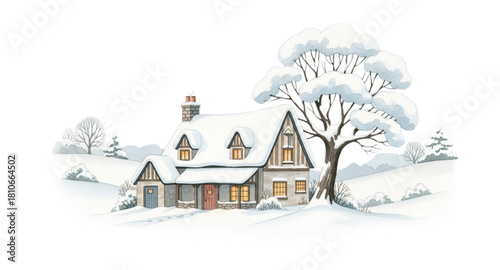 winter landscape with house