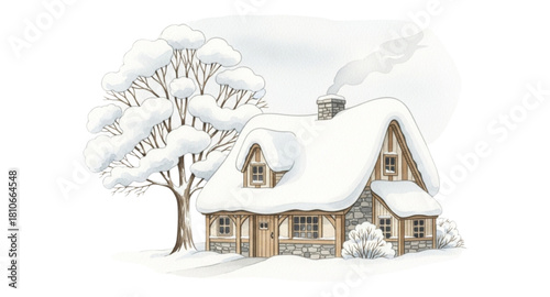 snow covered house