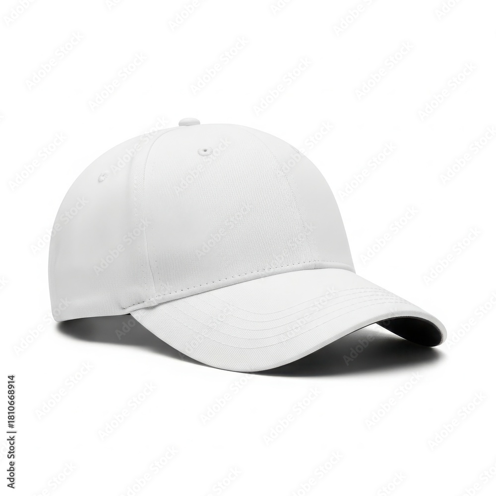 Fototapeta premium Baseball cap, white headwear on isolated background
