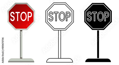Isolated flat vector illustration of a stop traffic sign