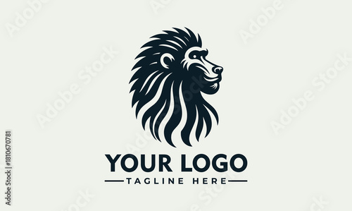 Lion vector logo illustration, regal mane, powerful illustration for branding
