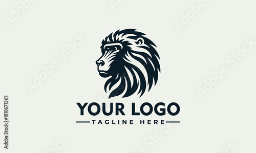 Powerful mandrill baboon head mascot vector. logo. illustration. a bold primate symbol for branding