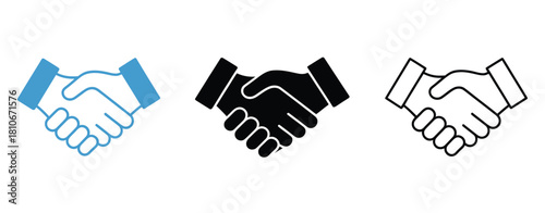Handshake icon illustration representing friendly deal, partnership agreement, and business cooperation, ideal for corporate graphics, professional presentations, branding materials, and vector design