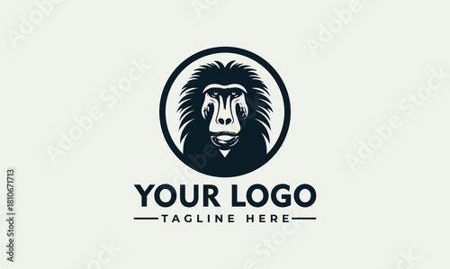 Baboon head mascot emblem in a circular frame vector. logo. illustration