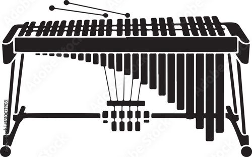 black silhouette of vibraphone on white background, vector 