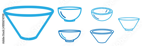 Collection of bowl icons in various shapes and sizes, isolated on transparent background these symbols represent food, cooking, and dining, suitable for restaurant menus, culinary blogs, or kitchenwar
