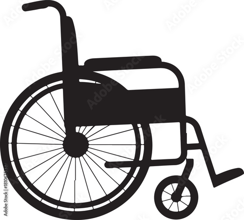 black silhouette of wheelchair on white background, vector