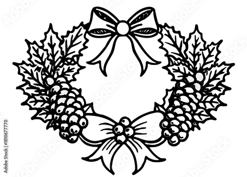 Vintage botanical engraving of a Christmas