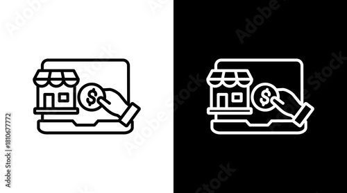 E Commerce White Icon Set Design