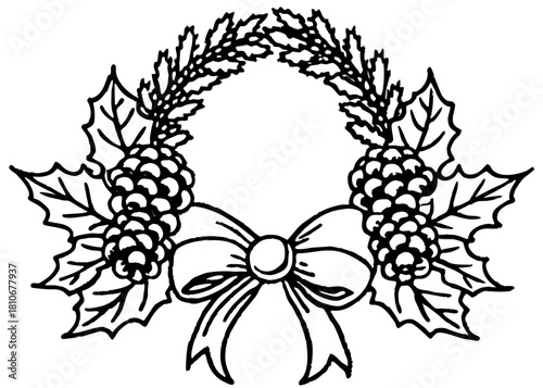 Vintage botanical engraving of a Christmas